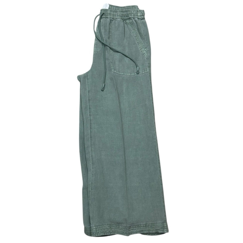 Joie Sage Green Linen Blend Wide Leg Crop Drastring Pants Medium Beach Casual - Picture 11 of 12